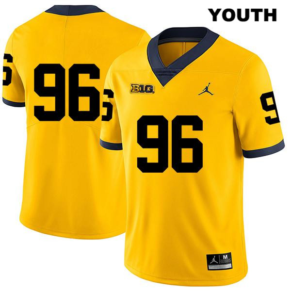 Youth NCAA Michigan Wolverines Julius Welschof #96 No Name Yellow Jordan Brand Authentic Stitched Legend Football College Jersey LK25F06RE